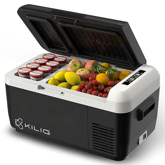 Kilig Subzero 30D Electric Car Fridge Freezer Cooler 12V Car Refrigerator with 30L Capacity Dual Zone 12 Volt Fridge Freezer, Portable Plug in Cooler for Car, Camping, Vehicles, RV, SUV, Travel