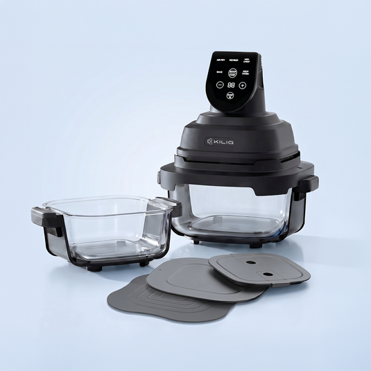 Kilig Iris Plus Airfryer | Dual Toxin-Free Glass Containers (4L + 1.5L) | 5 Smart Modes | 1500W | Overheat Protection | 360° Air circulation | Matte Black