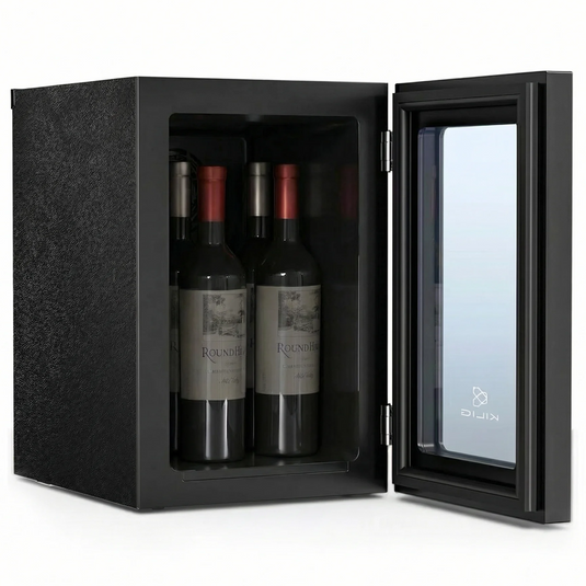 KILIG WC-18 Countertop Wine Cooler, 18L Capacity, 4 Bottles or 24 Cans, 4°C-16°C Temp Range, Double Pane Glass Door, Removable Shelf, Black