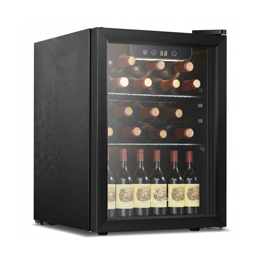 KILIG WC-48 Countertop Wine Cooler, 48 Litre, 4°C-16°C Temp Range, 16 Bottles or 68 Cans, Double Pane Glass Door, 2 Removable Wire Shelves, Black