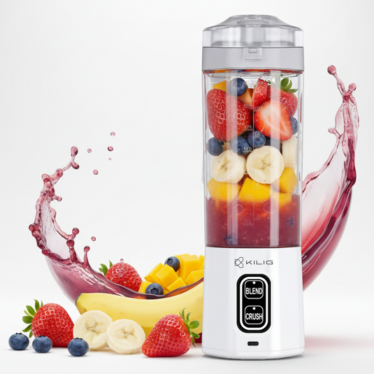 KILIG VORTEX ULTRA Portable Blender BL-03 | 700ml Convertible Jar | Dual Modes (Blend & Crush) | 6 Precision Blades | 360W Powerful Motor | Rechargeable 6000mAh Battery | IPX8 Waterproof | Type-C Fast Charging | White