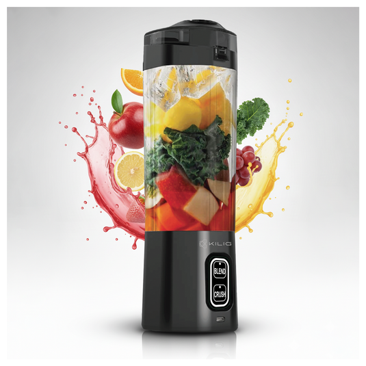 Kilig VORTEX ULTRA Portable Blender BL-03 | 700ml Convertible Jar | Dual Modes (Auto & Pulse) | 6 Precision Blades | 360W Powerful Motor | Rechargeable 6000mAh Battery | IPX8 Waterproof | Type-C Fast Charging | Black