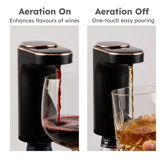 Kilig Electric Alcohol Dispenser & Aerator | Automated Dispensing | Instant Aeration| Fits Most Alcohol Bottles | USB Type-C Rechargeable (AD-02)