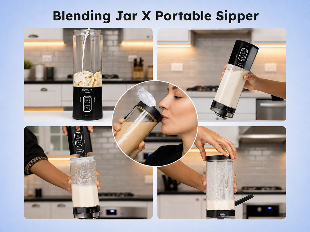 Vortex Next 700ml jar converts to a sipper with flip lid