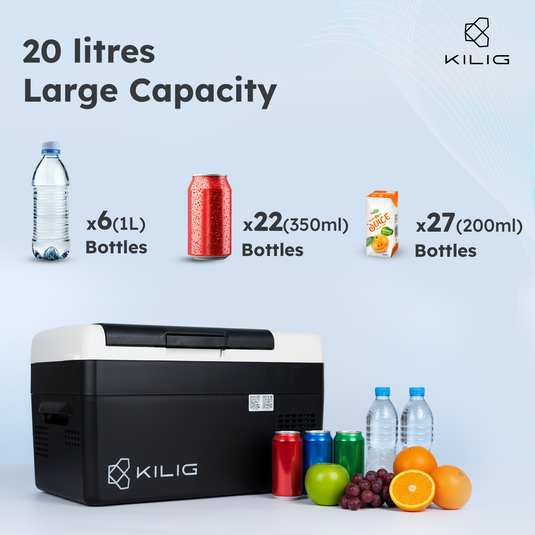 Kilig Subzero 20S Portable Electric Car Fridge Cooler Freezer with 20 litres, 12V DC / 220V AC Compatible, Freezer with temperature Control, Low Noise, for Car, SUV, Camping, Travelling, Truck, RV