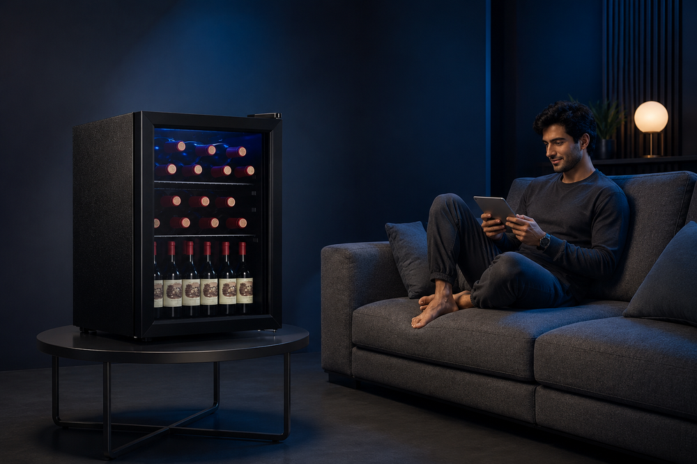 Energy-Efficient & Low Noise (38dB) — KILIG WC-48 Countertop Wine Cooler