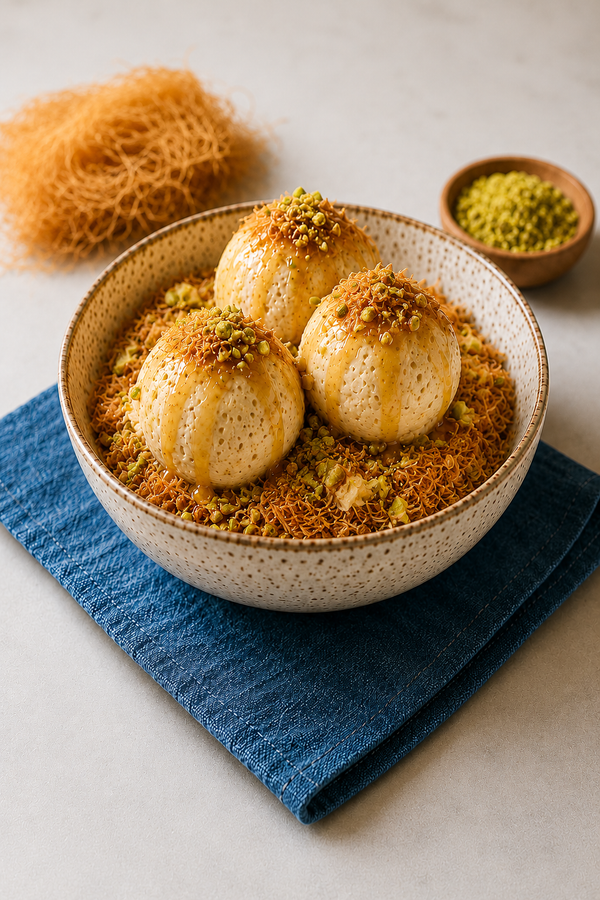 Golden Kunafa & Pistachio Gelato