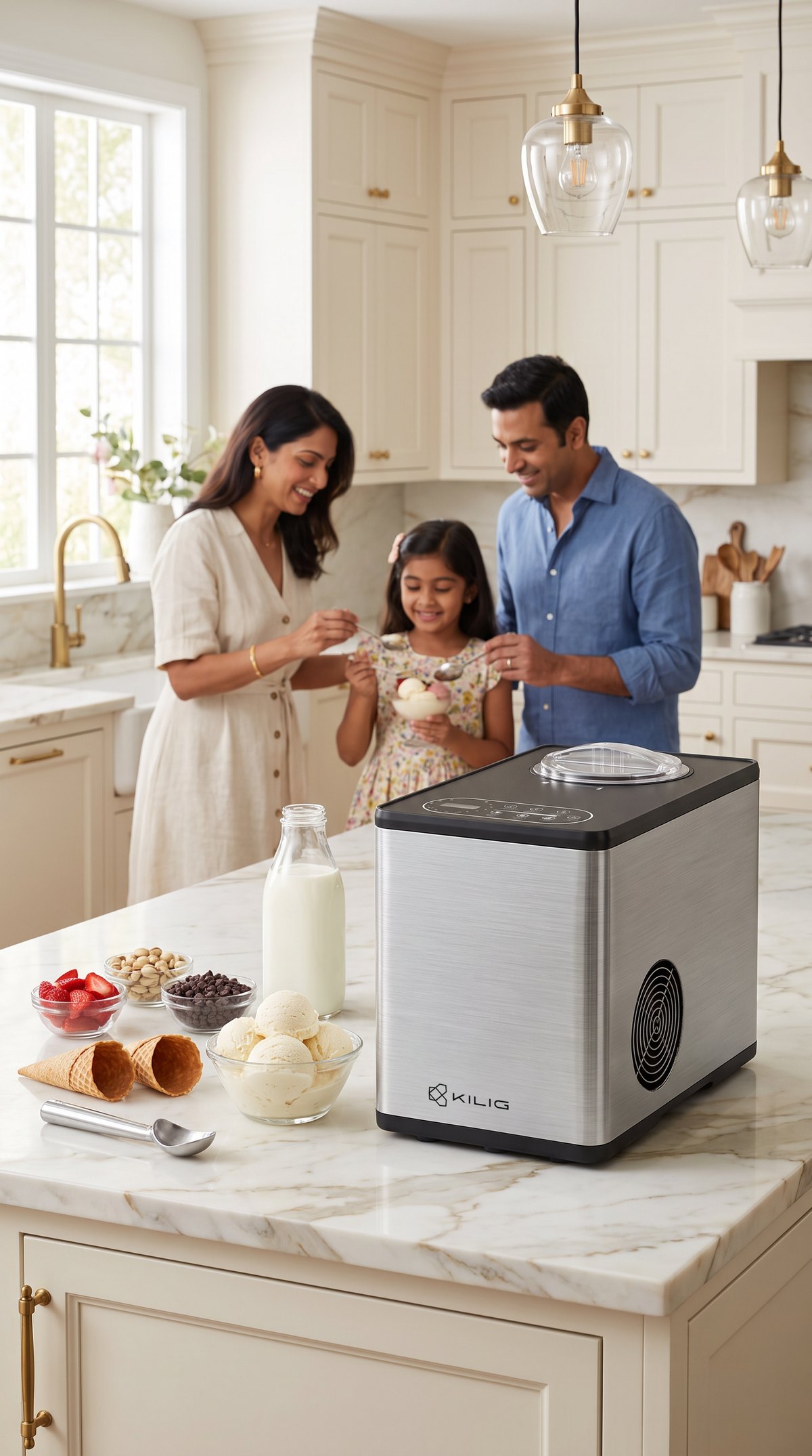 KILIG Dolcina IM-02 ice cream maker on a kitchen countertop