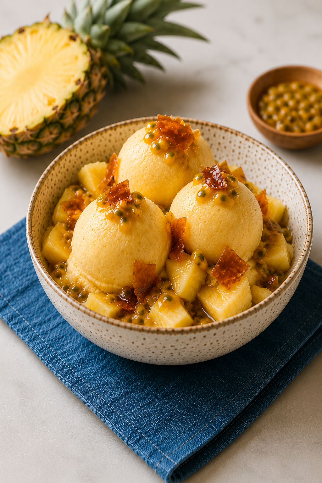 Passion Fruit Pineapple Caramel Sorbet