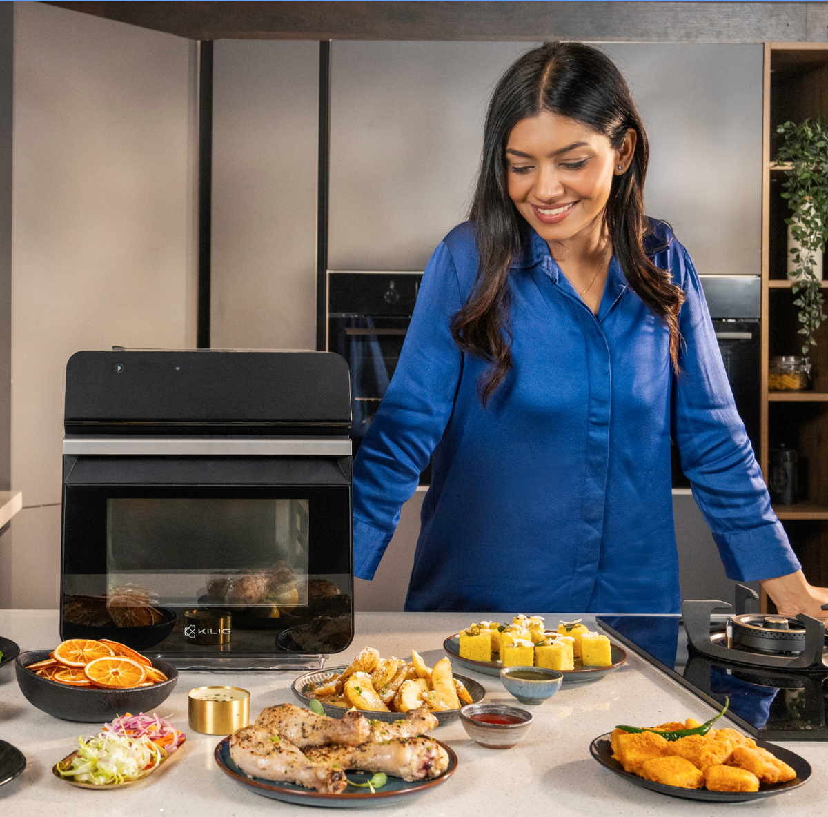 KILIG Nexa SteamX 10.5L steam air fryer on a kitchen countertop