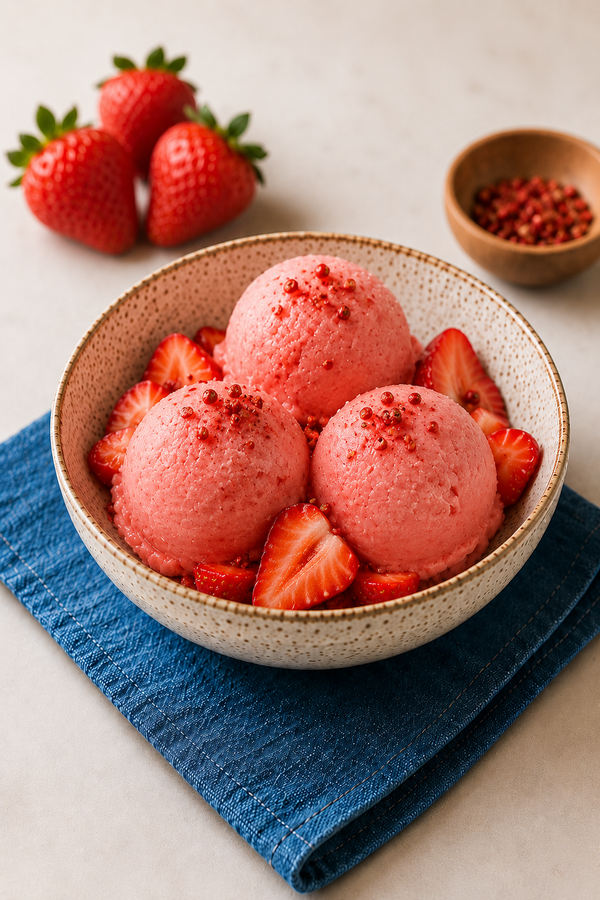 Strawberry Pink Pepper Sorbet