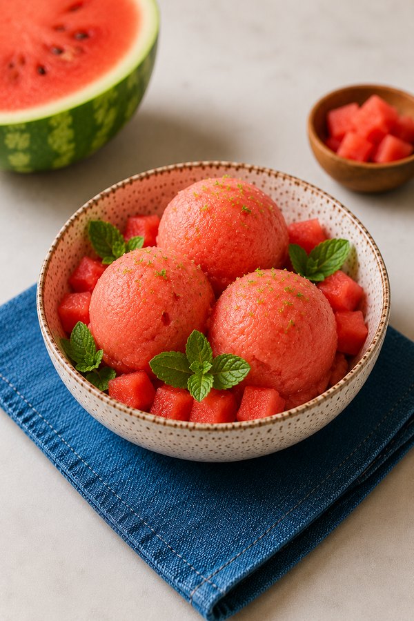 Watermelon Mint Lime Sorbet