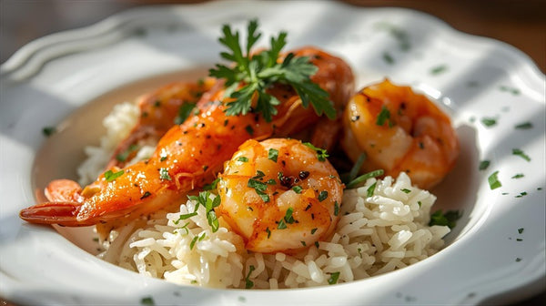 Butter Garlic Prawns with Lemon Rice