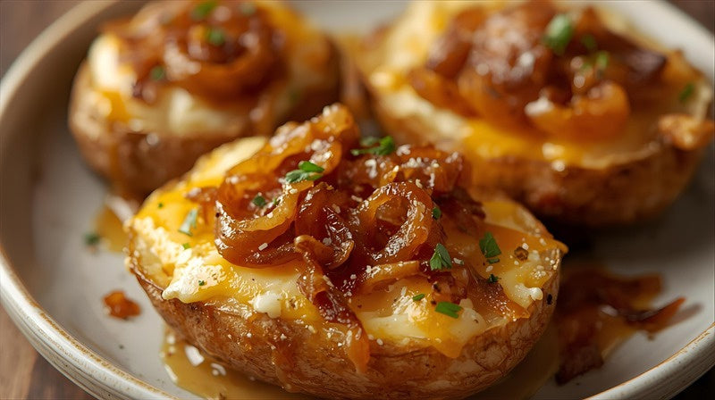 Cheesy Onion Potato Skins