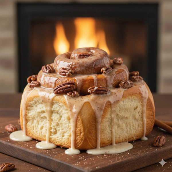 Giant Butter-Pecan Roll with Cinnamon Cream Glaze