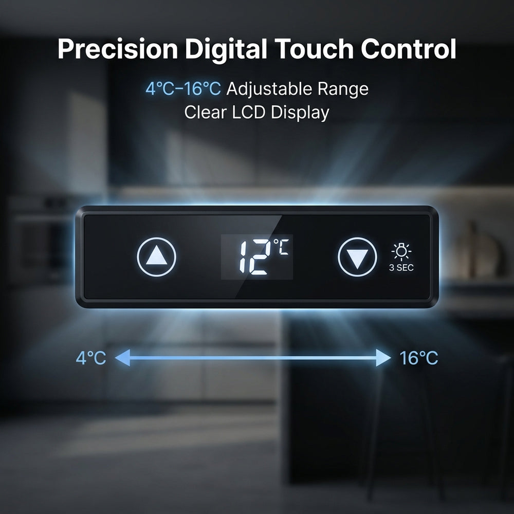 Precision Digital Temperature Control (4°C–16°C) — KILIG WC-48 Countertop Wine Cooler