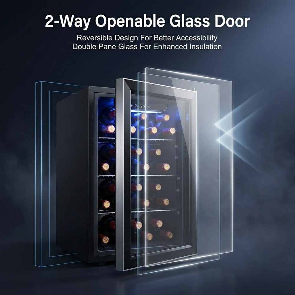 Double Pane Glass Door With LED Lighting — KILIG WC-48 Countertop Wine Cooler