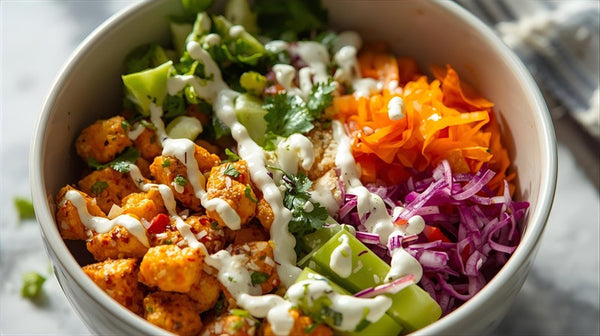 Indian Protein Bowl with Yogurt Dressing