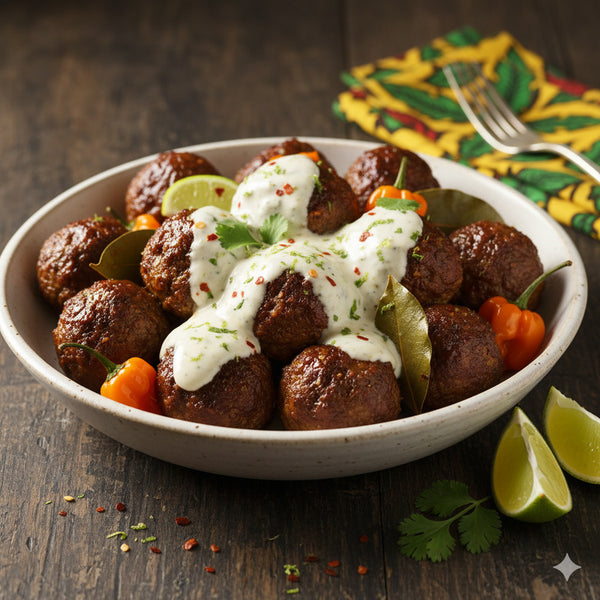Jamaican Beef Meatballs with Lime-Coconut Yogurt