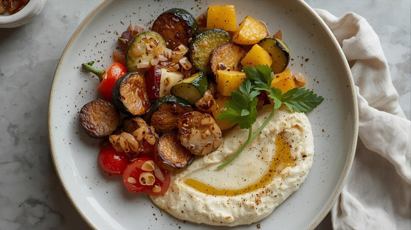 Mediterranean Vegetable Medley with Hummus