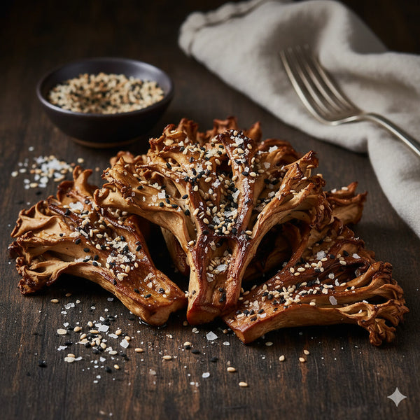 Whole Maitake Mushrooms with Sesame Salt
