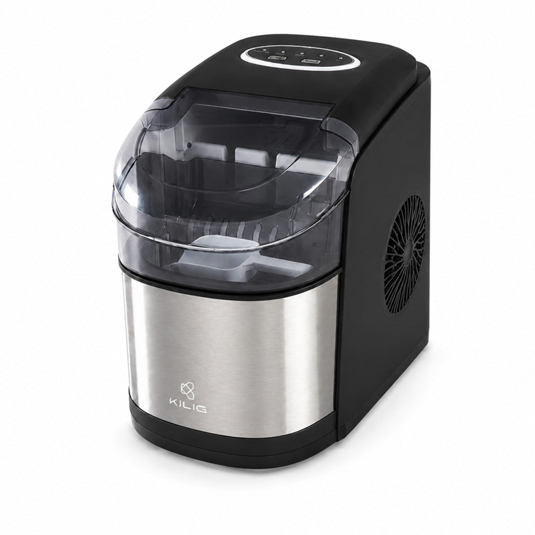 KILIG C02B countertop bullet ice maker in black on a kitchen counter